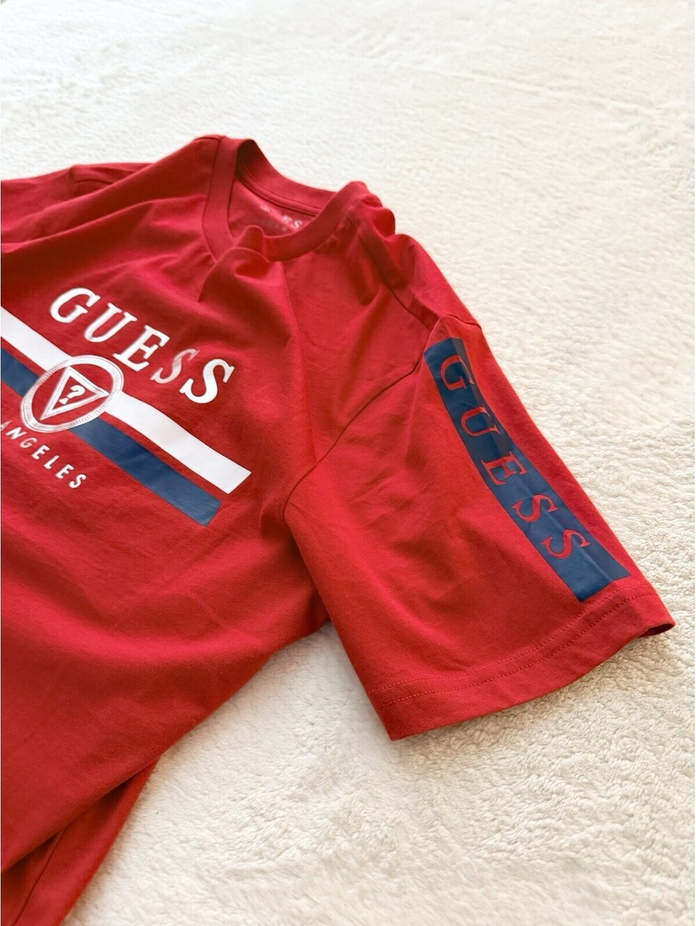 GUESS Men’s Logo T Shirt Red Graphic Tee Cotton Crew Neck Size L New - Picture 8 of 9